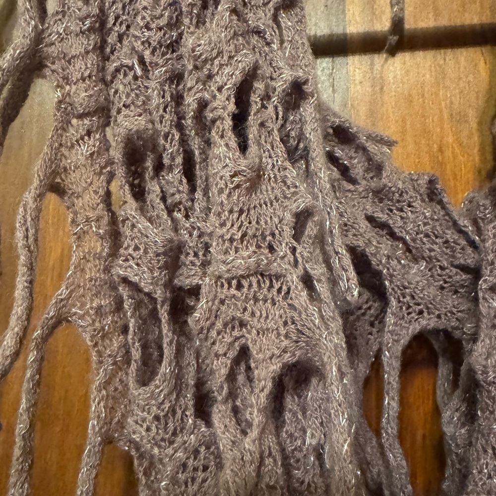 Betsey Johnson Women’s Taupe Infinity Scarf with Fringes - Picture 3 of 3